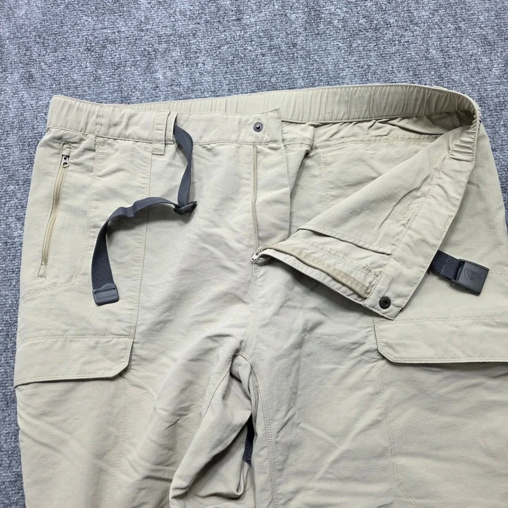 The North Face Men's XXL Convertible Hiking Pants Tan Khaki Zip Off Cargo Belted